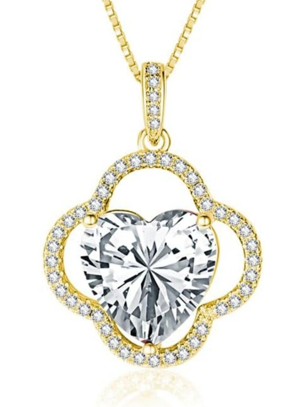 Dainty Clover Pendant Necklace in Gold/Rose Gold/White Gold - Birthstone Gift